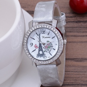 Reloj de Mujer Estilo Europeo Torre Eiffel, Correa de Cuero con Pedrería, Reloj de Cuarzo, Venta al Por Mayor de Fábrica - Product Image 2