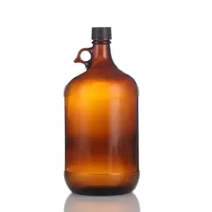 Fabrik Großhandel 4000ml 1 Gallone Big Brown Amber Glas Weinflasche Growler California Bierflasche mit luftdichten Schraub verschlüssen