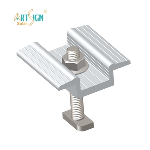 Pince de fixation intermédiaire en aluminium ArtSign pour supports de montage solaire, fixation sur rail, noire ou argentée, kit de pinces de fin de rail - Product Image 1