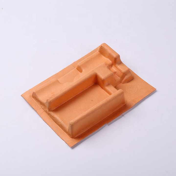 Customized Paper Pulp Tray Bagasse Orange Color Insert Custom Moulded ...