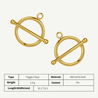 VFOOK Findings Fermoir à bascule fixe pour pendentif, connecteur de bijoux pour femme, fournitures de fabrication, fermoir OT en or massif 18K