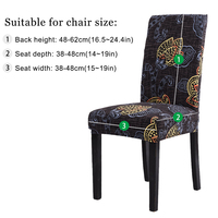 Bindi Élastique Polyester Lavable Écologique Anti-Tache Imprimé Motif Chaise Couverture 48x48x55cm pour Hôtel De Mariage Banquet Chaises