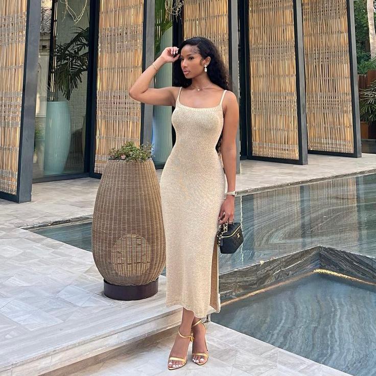 affordable cute dresses Amazon friendly fabric CJBHNSNS03342-White-47 Type|cl:4-Drawer Chouyatou Summer Striped Midi