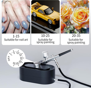 Kit de pistolet aérographe avec compresseur d'air, pistolet de peinture à double action compact à brancher, inclut des buses de 0,2/0,3/0,5 mm pour le nail art et le mobilier - Product Image 3