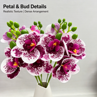 Vente en gros de fleurs artificielles, orchidées Phalaenopsis, branches artificielles, fleurs en latex au toucher réel, plantes Phalaenopsis pour la décoration