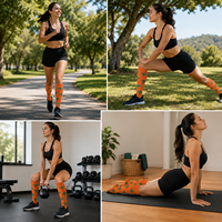 Chaussettes de compression imprimées mi-mollet en nylon et élasthanne, respirantes, à séchage rapide, anti-odeur, pour la course, le cyclisme et l'entraînement
