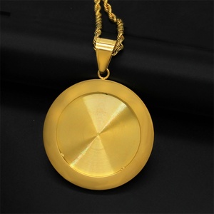 Collier en acier inoxydable plaqué or avec pendentif Allah en forme de diamant rond, prix d'usine - Product Image 5