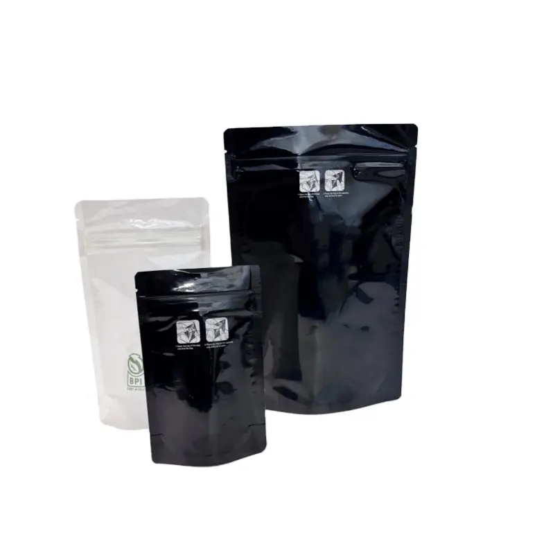 1/4OZ riciclabile per uso alimentare personalizzato accettato otto sigilli laterali bustina di caffè riutilizzabile Tea Nuts Mylar borsa con cerniera