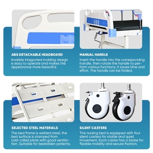 Cama de Hospital de Uso Doméstico <span class=keywords><strong>y</strong></span> Hospitalario <span class=keywords><strong>con</strong></span> Manivela Simple, Soporte de Acero, Barandilla de Seguridad, Colchón Personalizado, Barra de Infusión <span class=keywords><strong>y</strong></span> Ruedas Silenciosas - Product Image 4