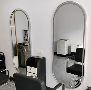 Grands miroirs dorés sur toute la longueur Equipement de salon de coiffure avec lumière LED pour meubles de salon Miroir de coiffure - Product Image 4