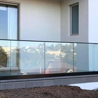 Rambarde en verre sans cadre en aluminium de conception moderne pour la maison Balcon Villa Appartement Escalier Garde-corps-Rouille/Résistant à l'eau