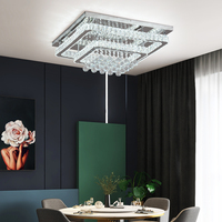 Lampe en cristal moderne pour plafonds de salle de banquet, design rectangulaire élégant avec télécommande pour applications en villa