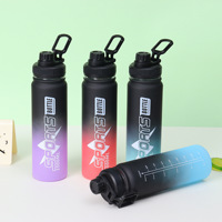 Bouteille d'eau sport réutilisable sans BPA, couleur dégradée personnalisée pour l'été, portable, à boire directement, en plastique, pour l'extérieur