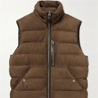 Gilet sans manches en daim 100 % personnalisé OEM, veste de baseball softshell pour homme, col montant, daim marron pour l'hiver