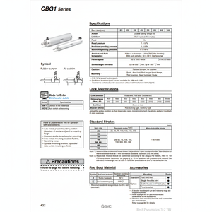 Cilindro de bloqueo de extremo SMC Pneumatics, piezas neumáticas de CDBG1BN20-75-HL - Product Image 1