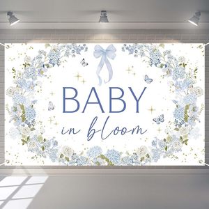Fundo para fotos com tema de folhas tropicais, animais, para chá de bebê, revelação do gênero, banner personalizável - Product Image 4