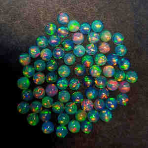 Ethiopian Welo Feu Blanc Jaune Opale Cabochon 4mm Haute Qualité Pierres Précieuses en Vrac Traitées à la Chaleur Naturelle pour la Fabrication de Bijoux 100pcs - Product Image 1