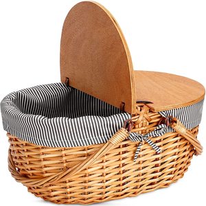 Cesto Portaoggetti di Lusso in Vimini Naturale Dino con Motivo a Quadretti, Cesti da Picnic Ovali in Vimini Fortnum and <span class=keywords><strong>Mason</strong></span> - Product Image 2