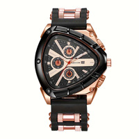 Nouveau bleu sport Triangle hommes montres pointeurs lumineux mode bracelet en caoutchouc Quartz montre-bracelet étanche montre Q1860