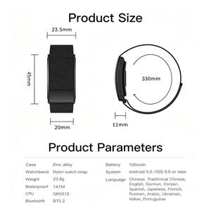 Bracelet intelligent étanche sans écran, moniteur de fréquence cardiaque et d'oxygène sanguin, tracker de fitness et de sport - Product Image 6