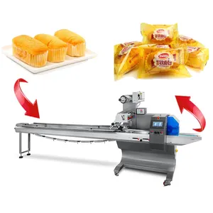 Machine d'emballage à haute efficacité flux d'oreiller horizontal machine à emballer pack d'étanchéité beignet gâteau pain tarte pâtisseries collations