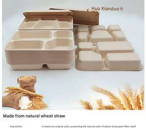 Cajas de Almuerzo Ecológicas Desechables y Compostables de 2-5 Compartimentos, Fabricadas con Bagazo, Resistentes al Agua, al Aceite y con Tapa Antivaho - Product Image 3