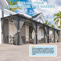 14' x 10' Gazebo voor terras, hardtop leunende gazebo pergola, grote wandgemonteerde zware luifel voor terras, dekken, achtertuin