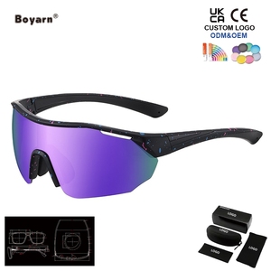 Occhiali da Sole Sportivi Antivento Boyarn Nuovi, Modello Viper alla Moda, Protezione UV400, Montatura Quadrata Trasparente/Verde, Lente Unica Unisex Personalizzabile - Product Image 3