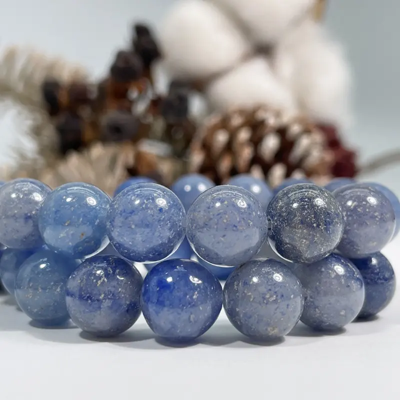 Natural Smooth Round StoneためJewelry Making Blue Aventurine Gemstone Loose Beads 4ミリメートル6ミリメートル8ミリメートル10ミリメートル12ミリメートル