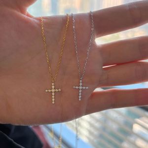 Dylam Women Daily Accessories Fine Jewelry Rhodium 18K Gold 925 Sterling Silver Diamond 5A Zirconia <b>Cross</b> Pendant Necklace - Product Image 4