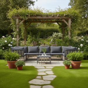 Set Lounge Modulare Grande in Polyrattan Antracite per Giardino - Arredamento da Esterno per Intrattenimento - Product Image 2