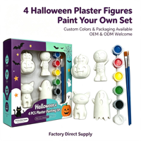 Kit d'artisanat DIY pour fête d'Halloween, peignez vos propres figurines en plâtre, 4 modèles, ensemble de peinture artistique pour enfants