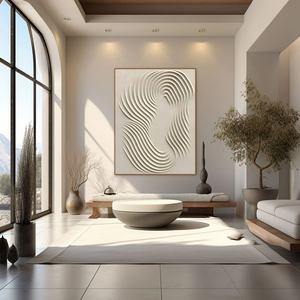 Art mural neutre moderne Wabi Sabi Beige, peinture abstraite verticale moderne sur toile, peinte à la main pour la maison et la galerie - Product Image 1