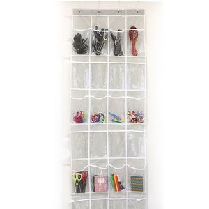 4-<b>hook</b> 24-compartment Transparent Storage Bag Behind the Door Non-woven Six-layer <b>Shoe</b> Buggy Bag Storage Bag PVC Storage Bag - Product Image 1