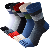 Chaussettes à cinq orteils pour hommes Crew Cotton 5 Fingers Plain Classic Private Label Winter Solid Crew Black Toe Socks
