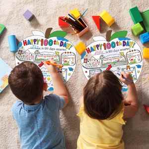 Lot de 40 affiches d'activités pour la 100e journée d'école, fournitures de classe, affiches à colorier pour la 100e Journée des Classes - Product Image 4
