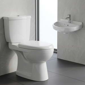 Ensemble WC deux pièces en céramique avec lavabo mural, double chasse, siphon en P et en S, pour la vente en gros en Afrique - Product Image 3