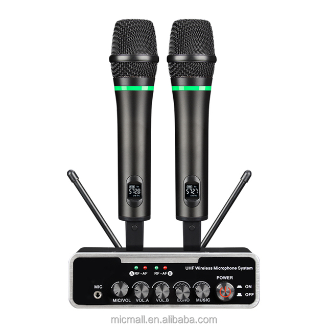 Portable 2 Channel Microphone Wireless Professional Church Wireless Microphone for News Reporter