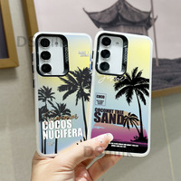 Pour Samsung S24 S23 S22 coque de téléphone coloré Laser Aurora blanc cocotier résistant aux chutes housse de protection