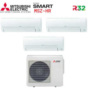Mitsubishi Electric Smart msz HR 9000 + 12000 + 12000, เครื่องปรับอากาศแบบแยกส่วนพร้อม Wi-Fi MXZ-3HA50VF อุปกรณ์เสริม9 + 12 + 12 R-32ใหม่ - Product Image 1