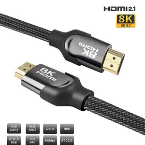 Câble <span class=keywords><strong>HDMI</strong></span> 2.1 en alliage de zinc <span class=keywords><strong>certifié</strong></span> 8K, cordon <span class=keywords><strong>HDMI</strong></span> ultra haute vitesse tressé, compatible 4K 240Hz avec HDR dynamique pour ordinateur portable - Product Image 2