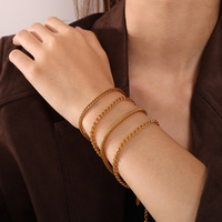 Bracelet en acier inoxydable 18K, étanche, vintage, minimaliste, de luxe, à texture torsadée en forme de serpent, conforme aux normes EU Reach et US CPSIA