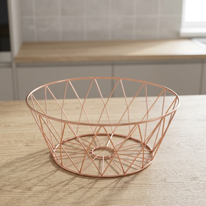 Panier de rangement rond en fil métallique moderne et écologique pour la maison, panier à fruits - Product Image 3