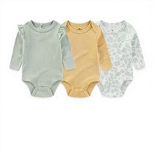 Rompers de Bebé Unisex Casuales de Algodón Orgánico Tejido con Cierre de Cremallera para 6-9 Meses, 3-6 Meses, 12 Meses - Temporada de Primavera - Product Image 1