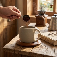 Tasse à café Harmony Nordic Ins, tasse à latte, tasse à eau en céramique, 200-240 ml, 8 oz, avec couvercle, plateau en bois