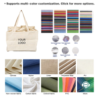 Sac fourre-tout en toile pliable avec cordon de serrage, impression de logo personnalisée, grand espace, réutilisable pour les voyages, les courses quotidiennes, les pique-niques