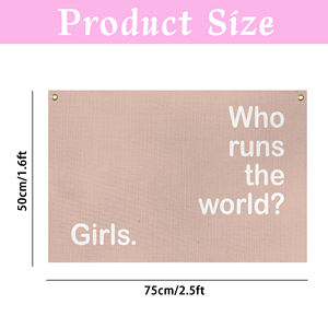 <span class=keywords><strong>Drapeau</strong></span> en toile WHO RUNS the WORLD GIRLS 2,5x1,6 pieds, bannière murale personnalisée pour chambre, dortoir, fête <span class=keywords><strong>féministe</strong></span>, événement, cadeau, vente en gros - Product Image 2