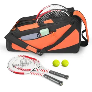 Tas raket tenis, ransel raket Badminton portabel, kapasitas besar tahan lama dengan saku individu