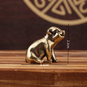 Brass Zodiac Pig Figurine Antique Bronze Finish Home <b>Decor</b> Tabletop Ornament Chinese New Year Gift - Product Image 4