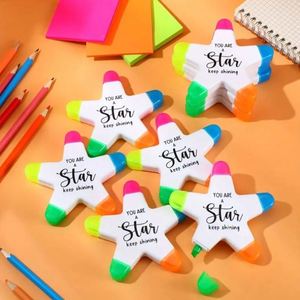 Surligneurs fluorescents en forme d'étoile, marqueurs multicolores motivants, 5 couleurs vibrantes pour collègues, bureau, rentrée scolaire - Product Image 1